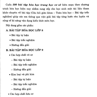 500 Bài Tập Hóa Học Trung Học Cơ Sở