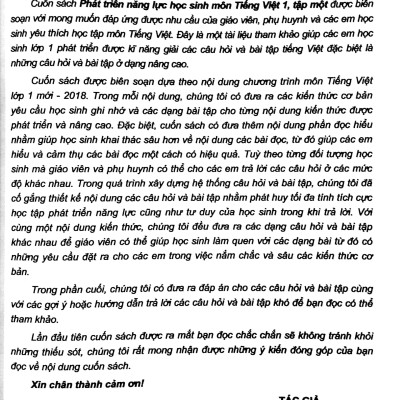 Phát Triển Năng Lực Học Sinh Môn Tiếng Việt Lớp 1 - Tập 1