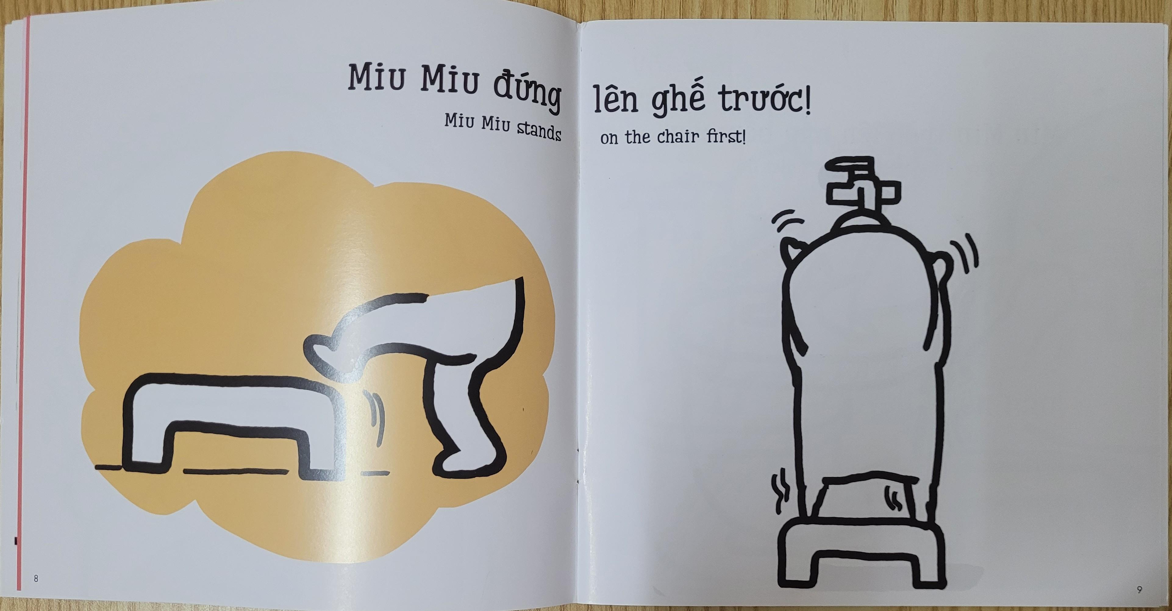 Sách Ehon Miu Miu Tự Lập Phần 1 Song Ngữ - Đi Tắm