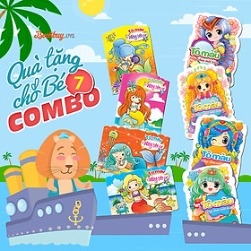 Combo Quà Tặng Cho Bé 7 (4 Cuốn Tô Màu Công Chúa Mắt Tròn + 4 Cuốn Tô Màu Nàng Tiên Cá)