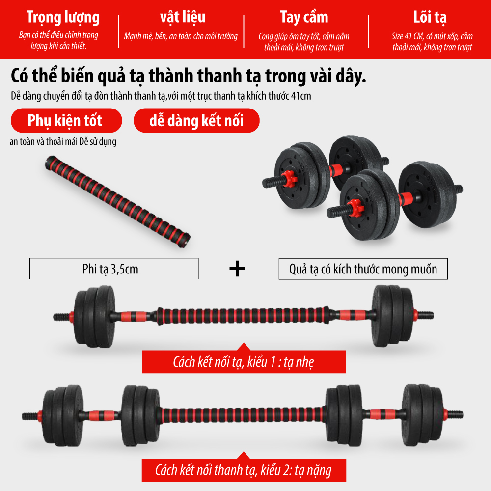 BG BỘ 40KG TẠ MIẾNG NHỰA ĐEN CAO CẤP ĐA NĂNG ĐIỀU CHỈNH CÂN NẶNG LỰC TẬP ( hàng nhập khẩu)