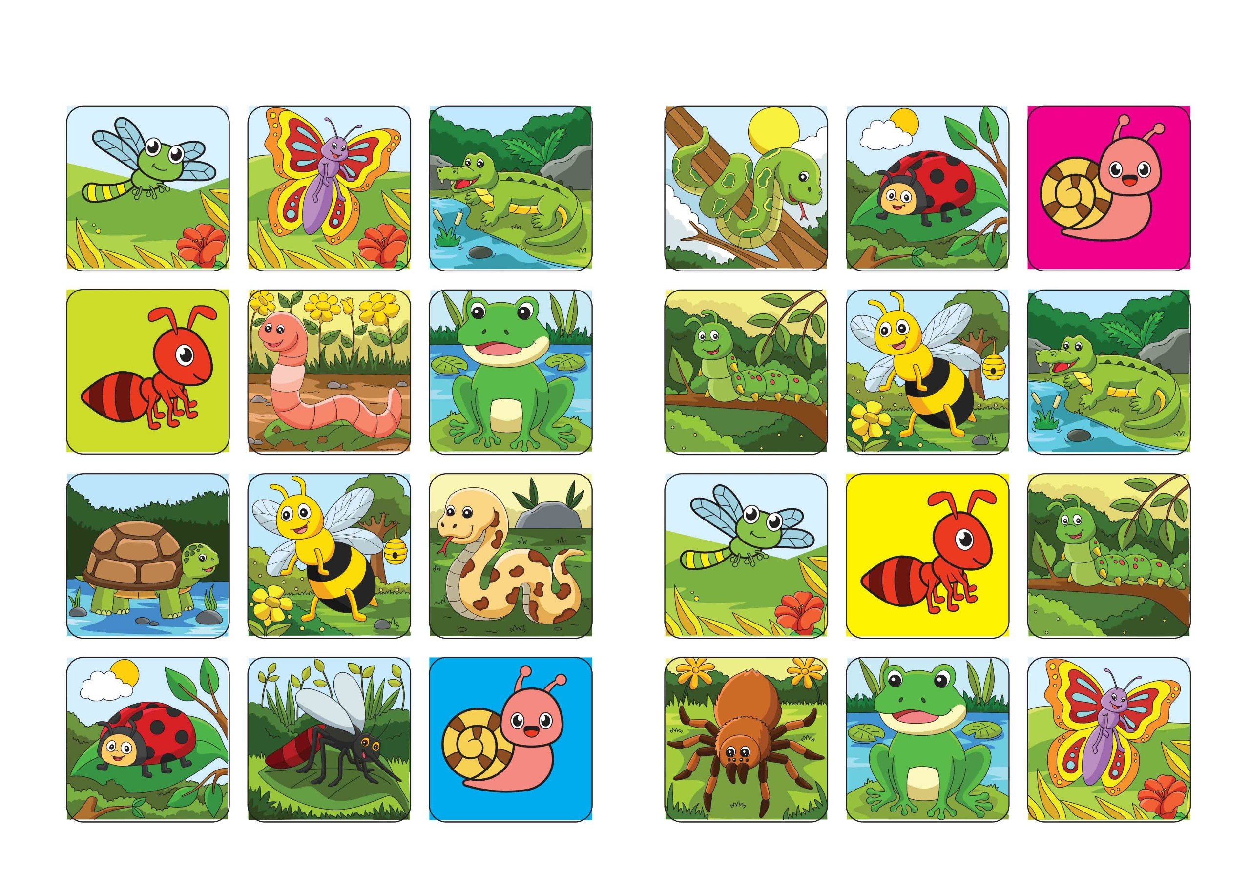 Bé tô màu: Khám phá vườn côn trùng kì thú (côn trùng, bò sát, lưỡng cư) (20+ hình dán sticker)