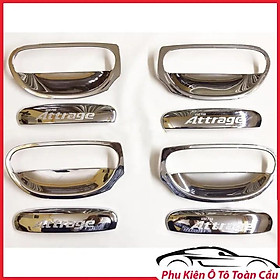 Ốp Tay Cửa Và Hõm Cửa Xe Mitshubishi Attrage từ 2019 đến 2023 Mạ Crom Cao Cấp, Chống xước tay cửa làm đẹp cho xe