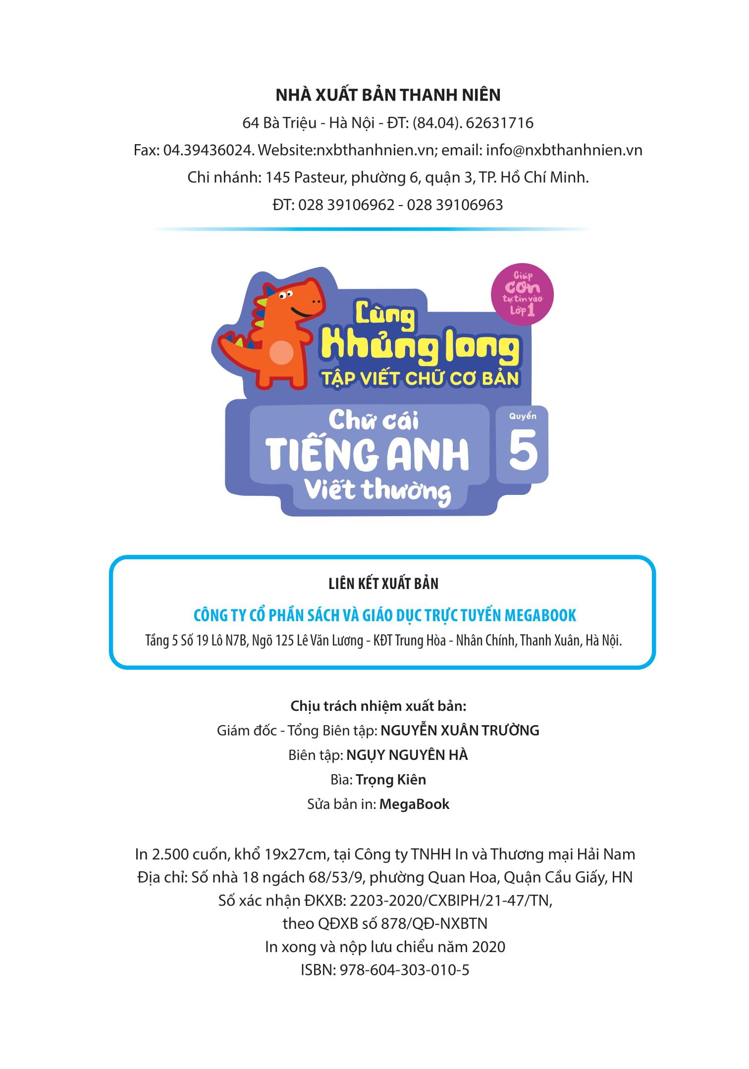 Cùng Khủng Long Tập Viết Chữ Cơ Bản - Chữ Cái Tiếng Anh Viết Thường - Quyển 5 - Sticker Bé Trai