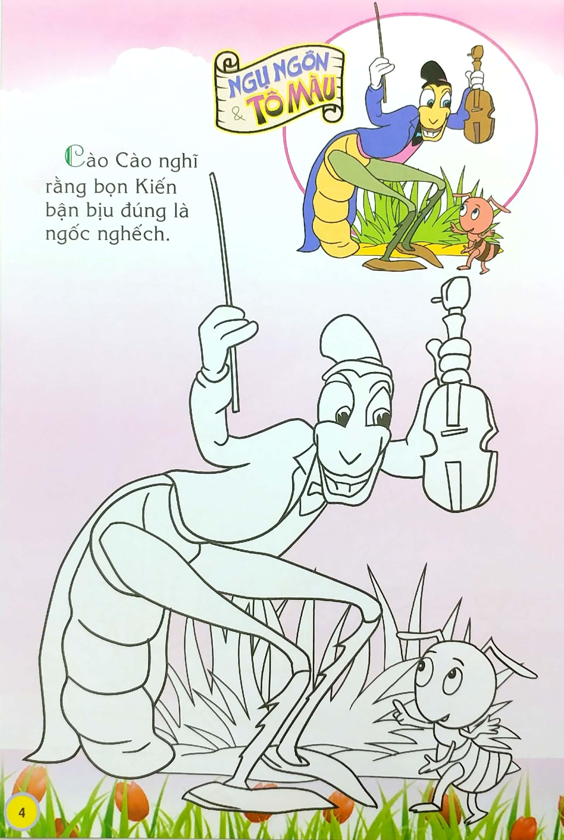 Em Đọc Ngụ Ngôn Và Tô Màu: Cào Cào Thích Ca Hát
