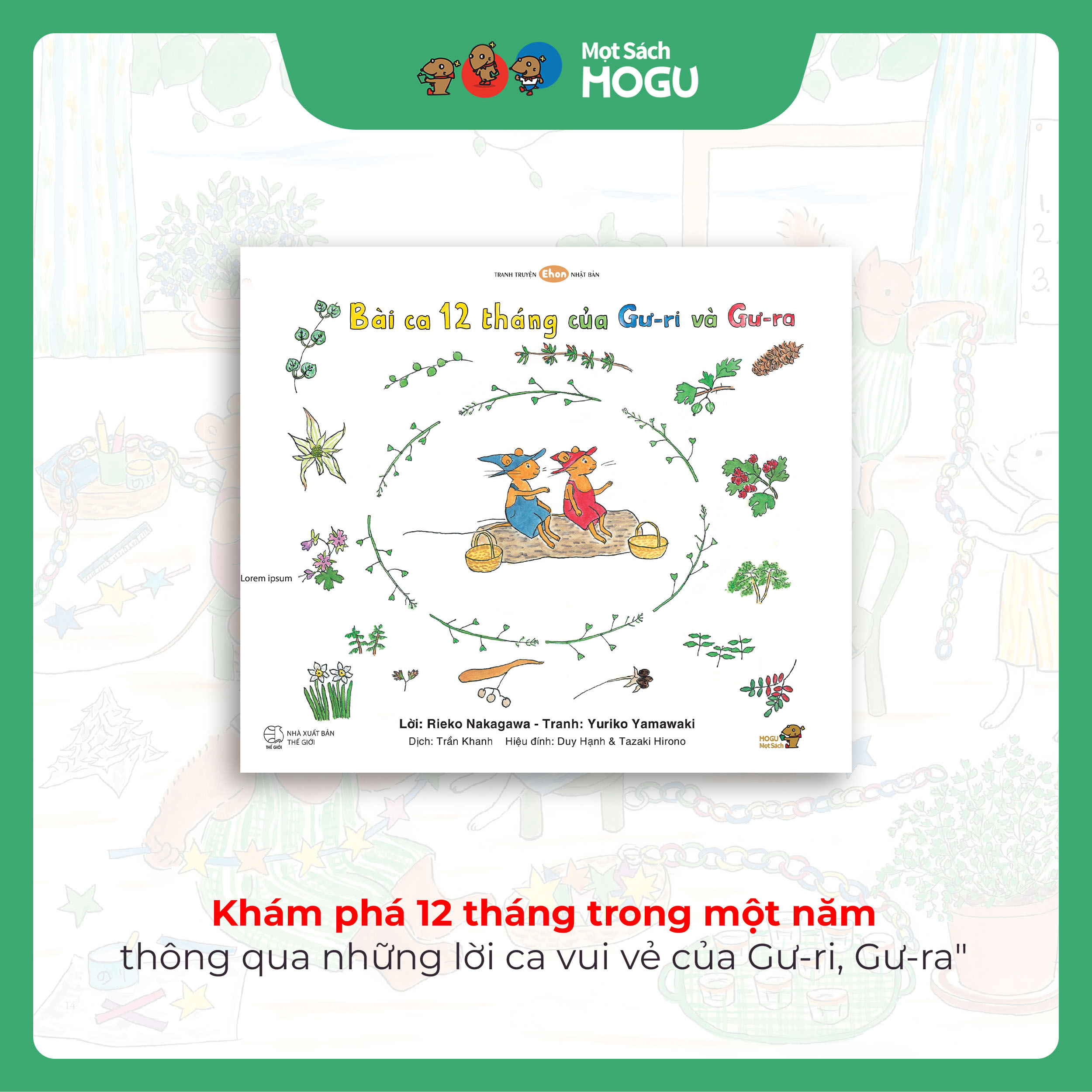 Truyện Ehon bé 3-4-5 tuổi - Bài ca 12 tháng của Gư-ri và Gư-ra