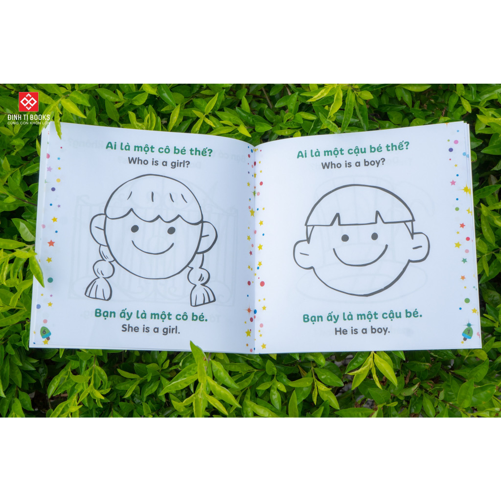 Sách - Tô màu sáng tạo Bé học tiếng anh - Trọn bộ 6 cuốn dành cho bé 3 - 6 tuổi - Đinh Tị Books