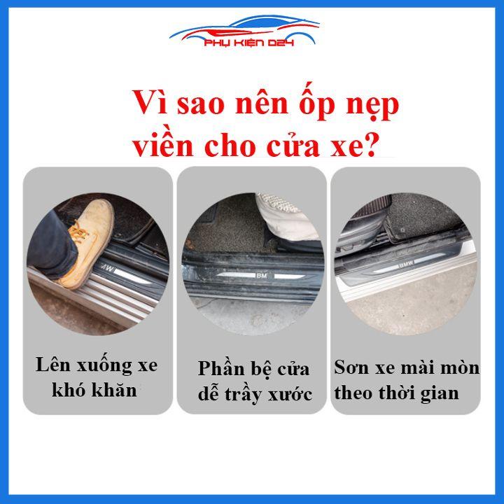 Bộ ốp bậc cửa trong ngoài nẹp bước chân Civic 2016-2017-2018-2019-2020 vân Titan chống trầy trang trí xe