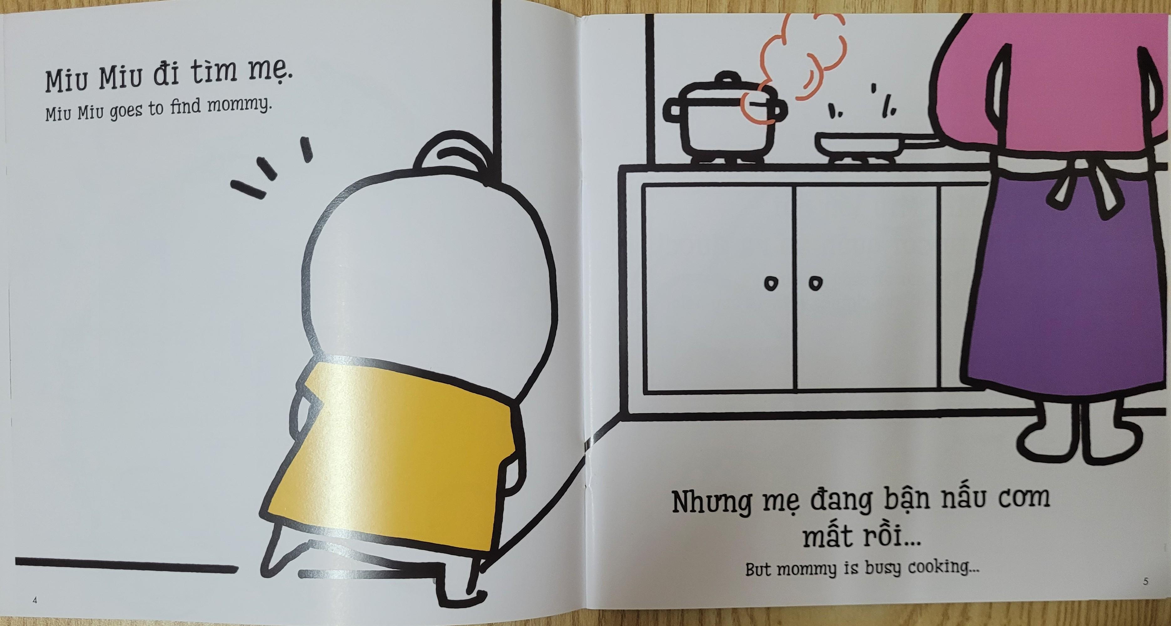 Sách Ehon Miu Miu Tự Lập Phần 1 Song Ngữ - Đi Tắm