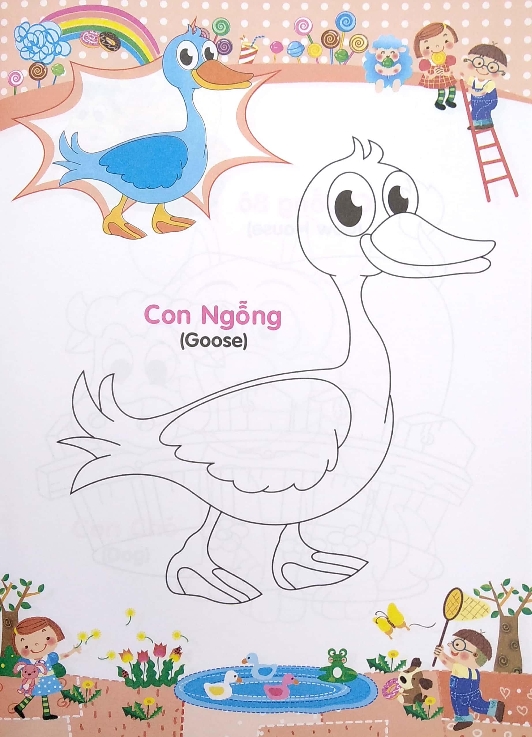 Bé Tập Tô Màu Và Học Tiếng Anh Theo Chủ Đề - Động Vật Nuôi