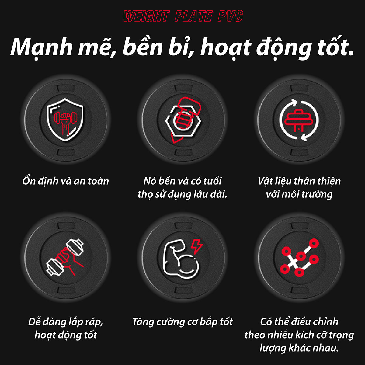 BG Bánh Tạ Nhựa 15kg Đặc Ruột - Sẵn Kho Giao Liền - Tạ Miếng Nhựa