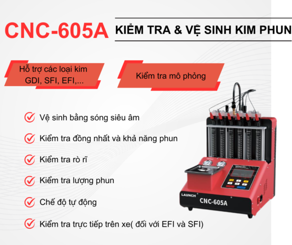 Máy xúc rửa và kiểm tra kim phun ô tô LAUNCH SmartSafe CNC-605A