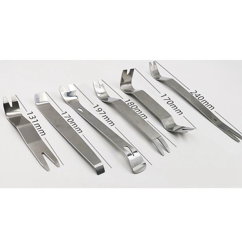 Set 6 công cụ bằng kim loại tháo gỡ đồ nội thất ô tô, táp lô, tháo cần số, tháo vô lăng xe hơi xịn