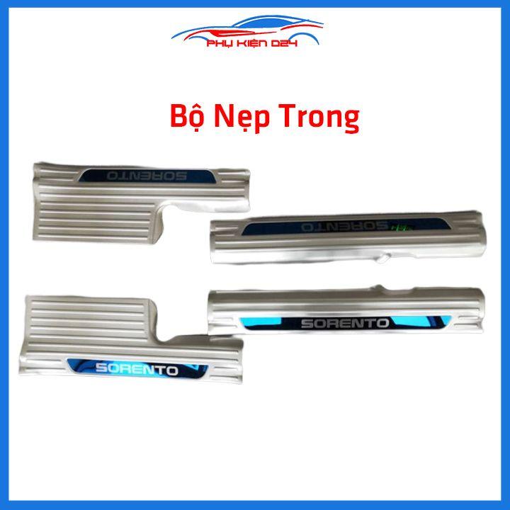 Bộ ốp bậc cửa trong ngoài nẹp bước chân Sorento 2020-2021-2022 Inox chống trầy trang trí xe