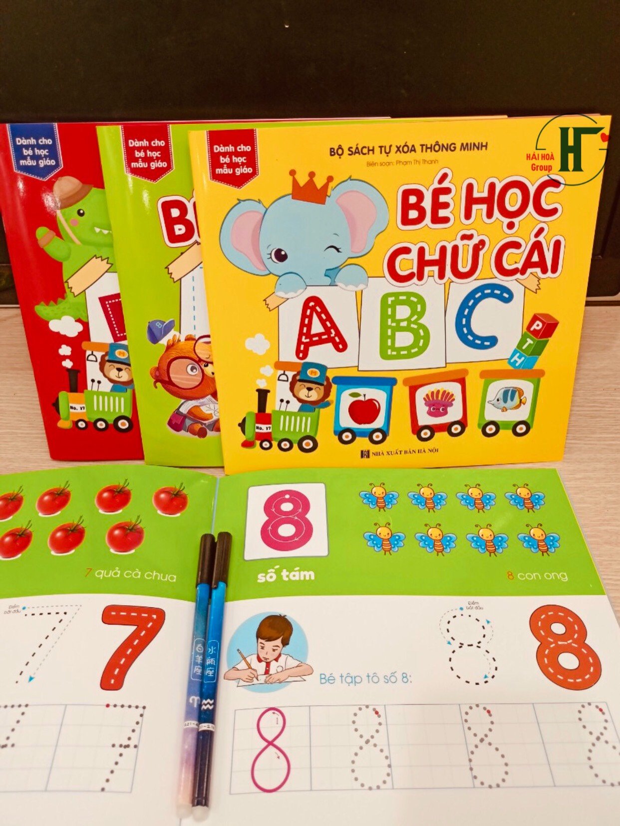 Sách- Combo 4 Cuốn sách Tự xoá Thông minh: Phép trừ+ So sánh+ Toán+ Nét bút (Tặng kèm bút)