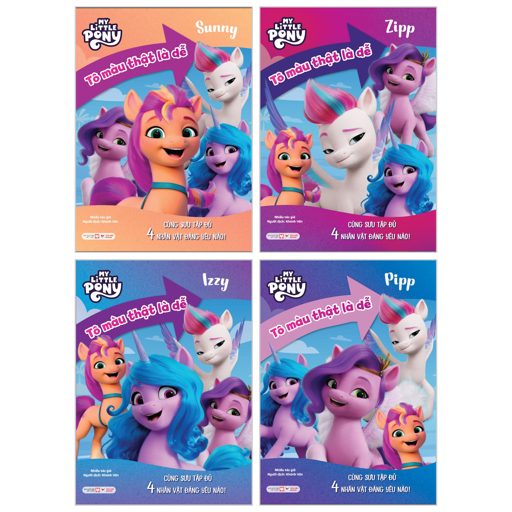 Sách - Bộ Sách My Little Pony - Tô Màu Thật Là Dễ - Zipp + Sunny + Izzy + Pipp (Bộ 4 Cuốn)