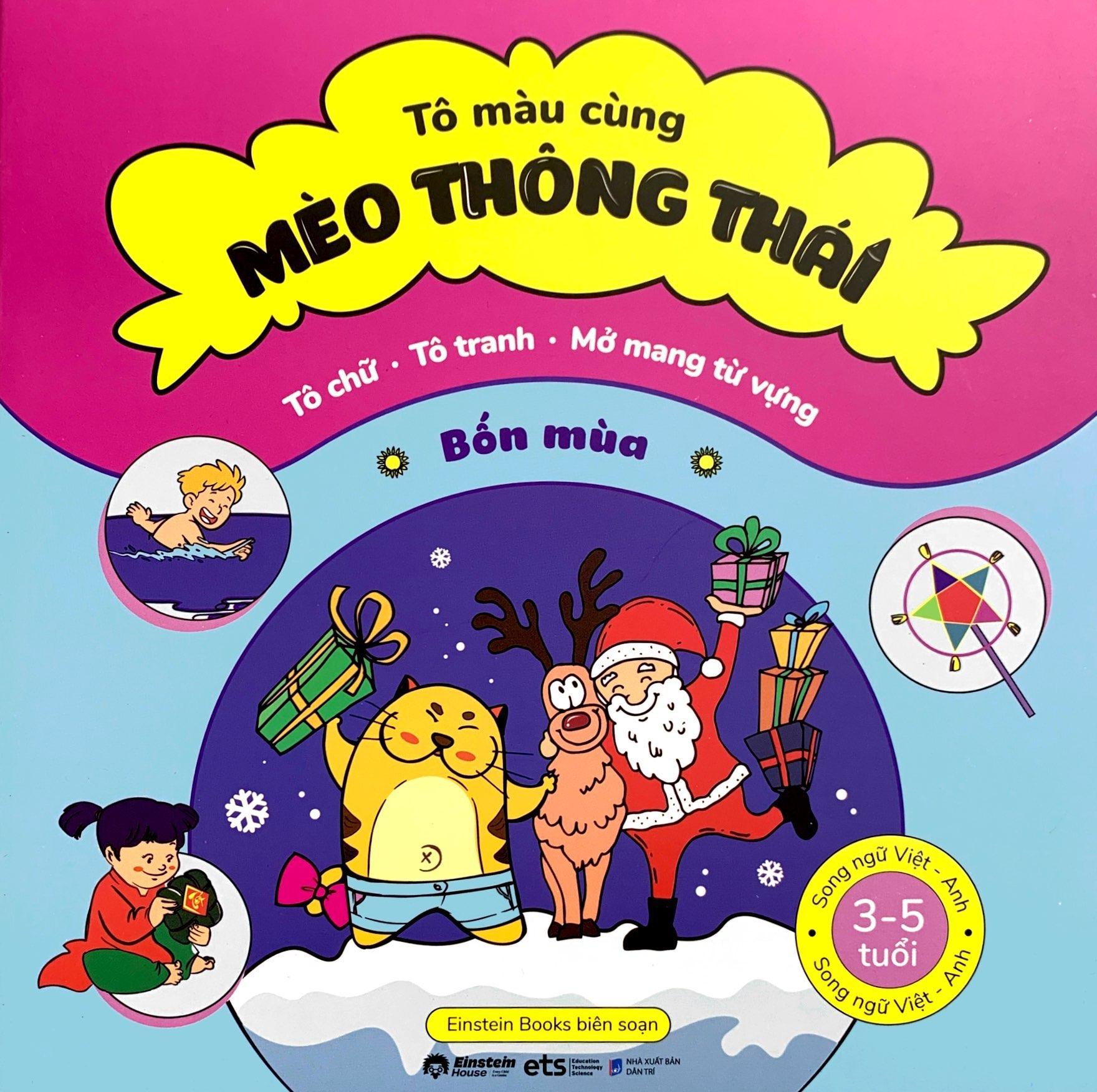 Tô Màu Cùng Mèo Thông Thái - Song Ngữ Việt-Anh - Bốn Mùa (Dành Cho Trẻ Từ 3-5 Tuổi)