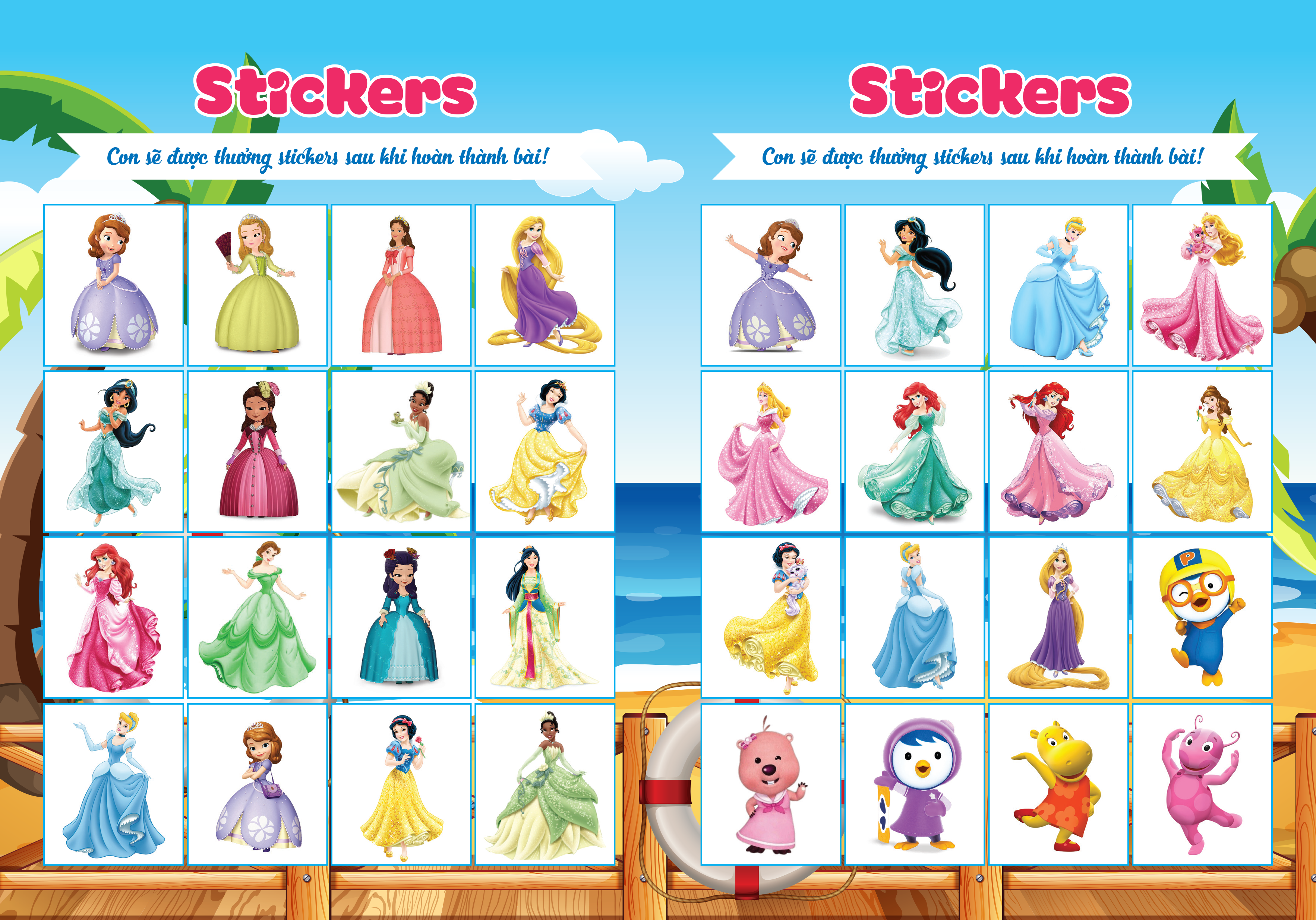 Cùng Khủng Long Tập Viết Chữ Cơ Bản - Chữ Cái Tiếng Anh Viết Hoa - Quyển 4 - Sticker Bé Gái
