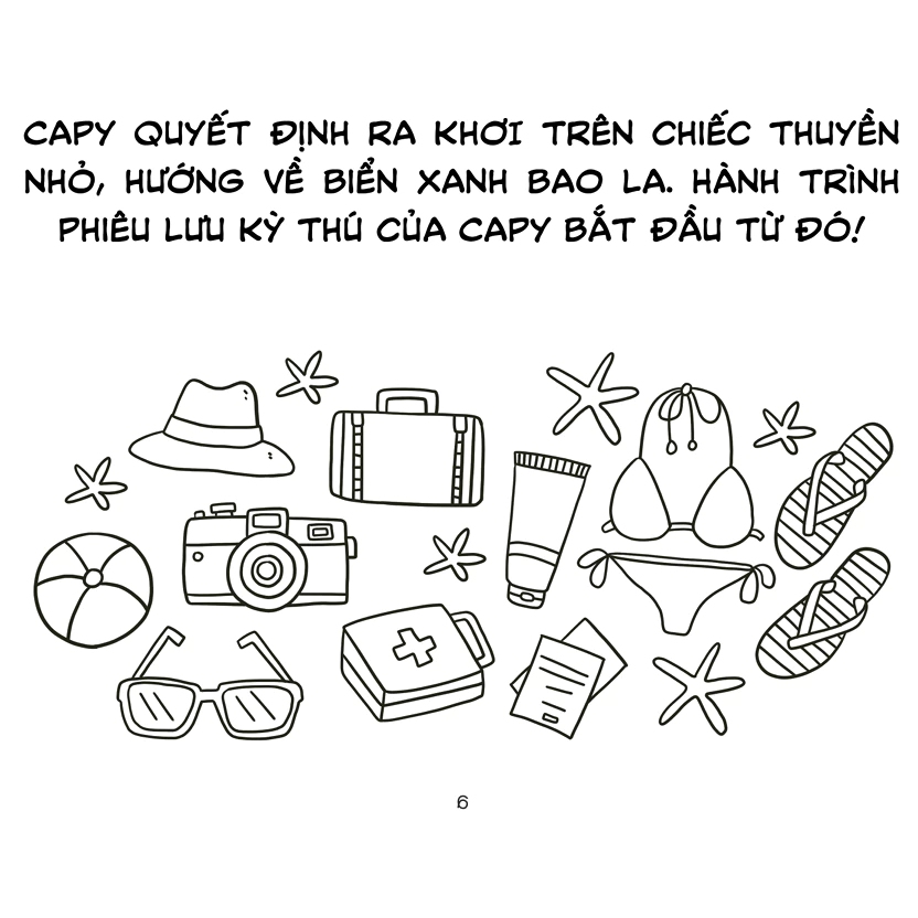 Sách Tô Màu Chữa Lành - Hành Trình Bí Mật Của Capybara - Khám Phá Xuyên Đại Dương Của Capybara - VT