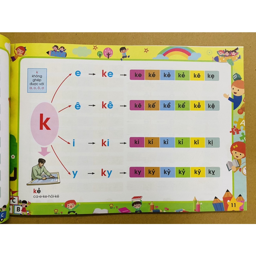 Sách - Tập đánh vần Tiếng Việt phiên bản mới nhất 2022- 124 Trang kèm file đọc và video hướng dẫn cách ghép vần