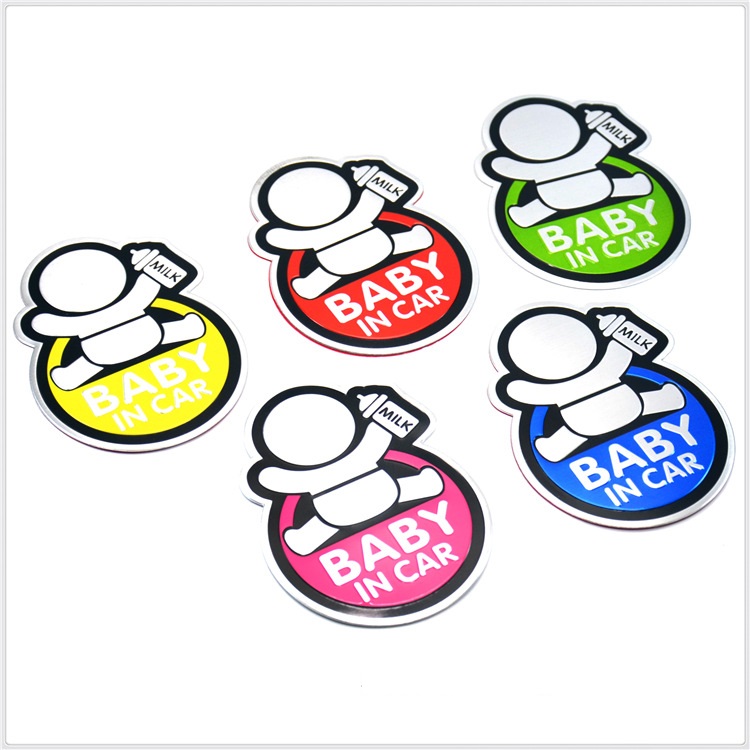 Tem Baby In Car bằng NHÔM dán trang trí ô tô xe hơi