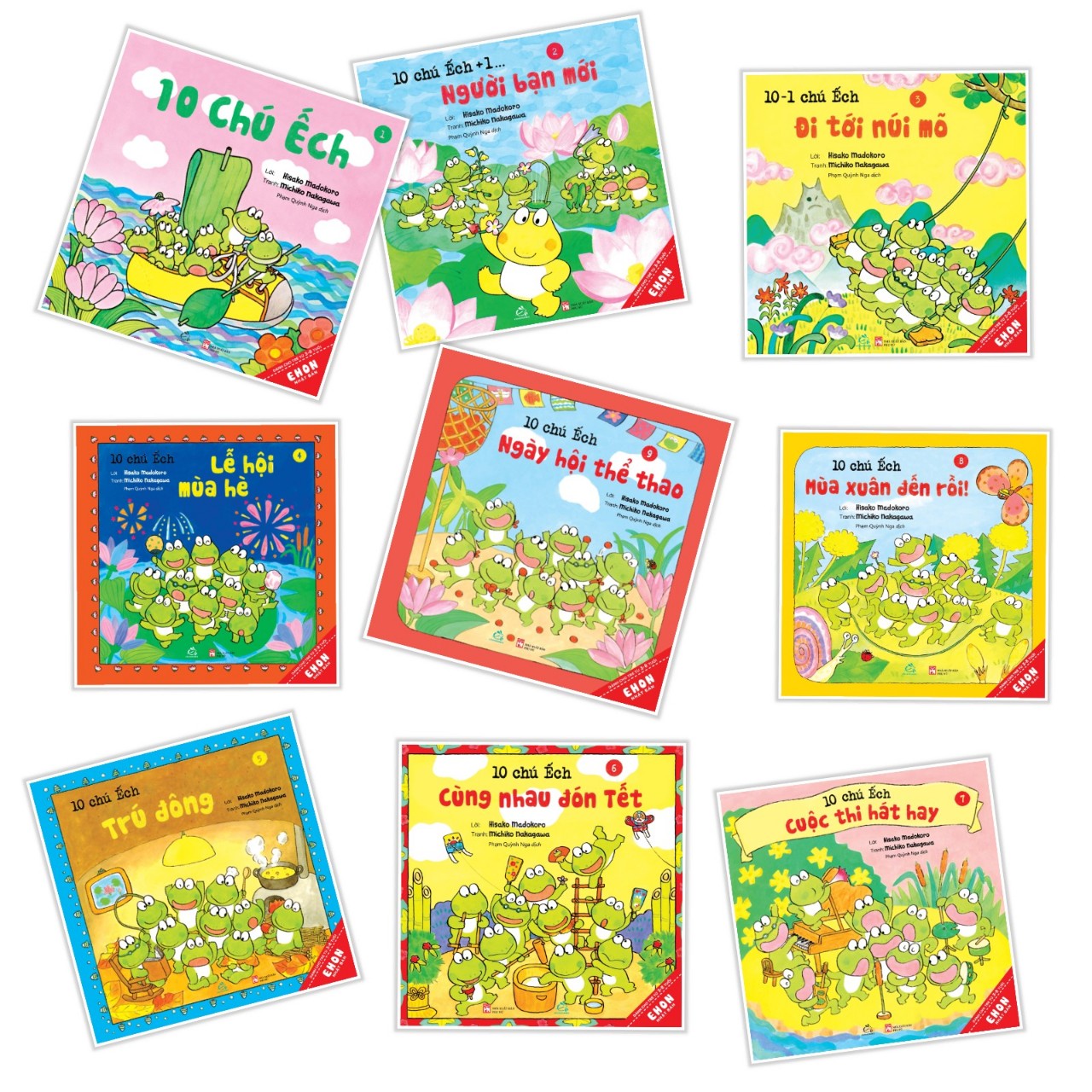 Full bộ Ehon Nhật Bản: 10 Chú Ếch (Bộ 18Q - Ehon Kỹ Năng Sống / Phát Triển Tâm Hồn, Trí Tuệ & Tư Duy / cho bé 3-8 tuổi + Poster An Toàn Cho Con Yêu)