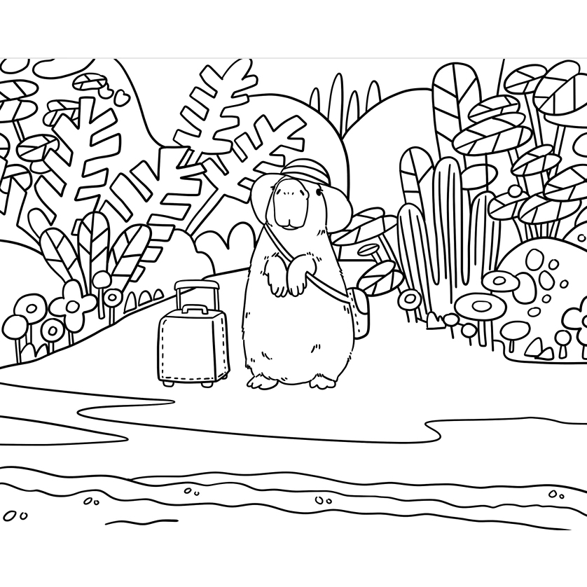 Sách Tô Màu Chữa Lành - Hành Trình Bí Mật Của Capybara - Khám Phá Xuyên Đại Dương Của Capybara - VT
