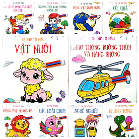 Combo Bộ Bé Tập Tô Màu - Thế Giới Xung Quanh (12 Cuốn + Tặng Hộp Bút Sáp Màu) 