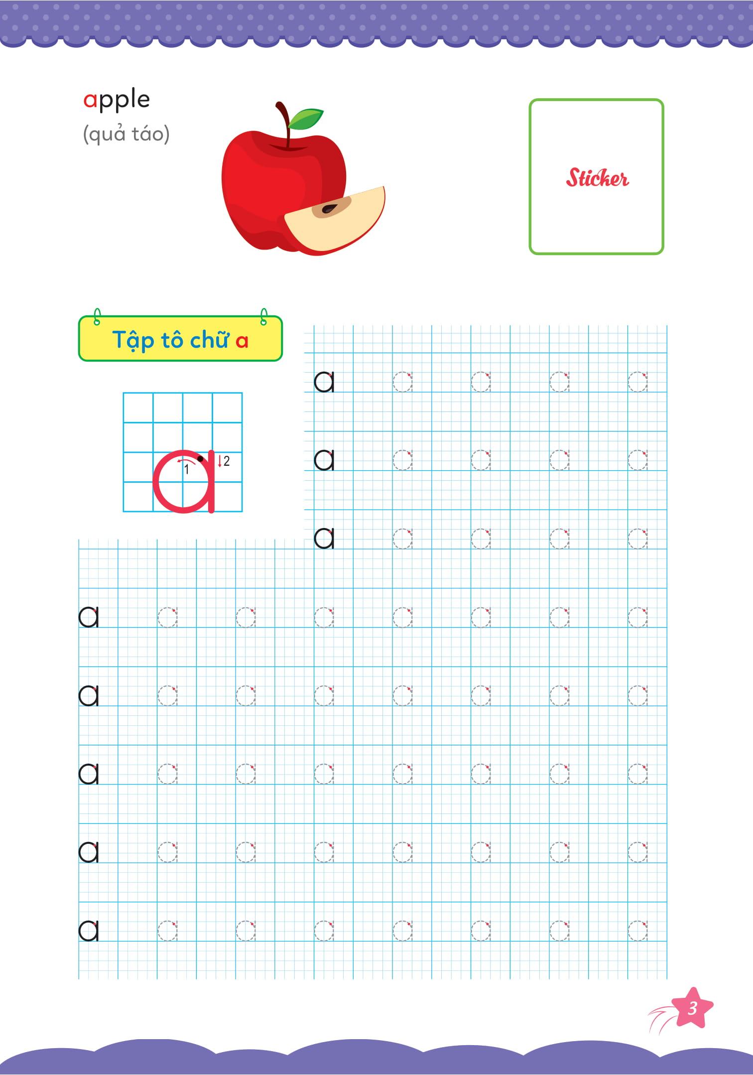 Cùng Khủng Long Tập Viết Chữ Cơ Bản - Chữ Cái Tiếng Anh Viết Thường - Quyển 5 - Sticker Bé Trai