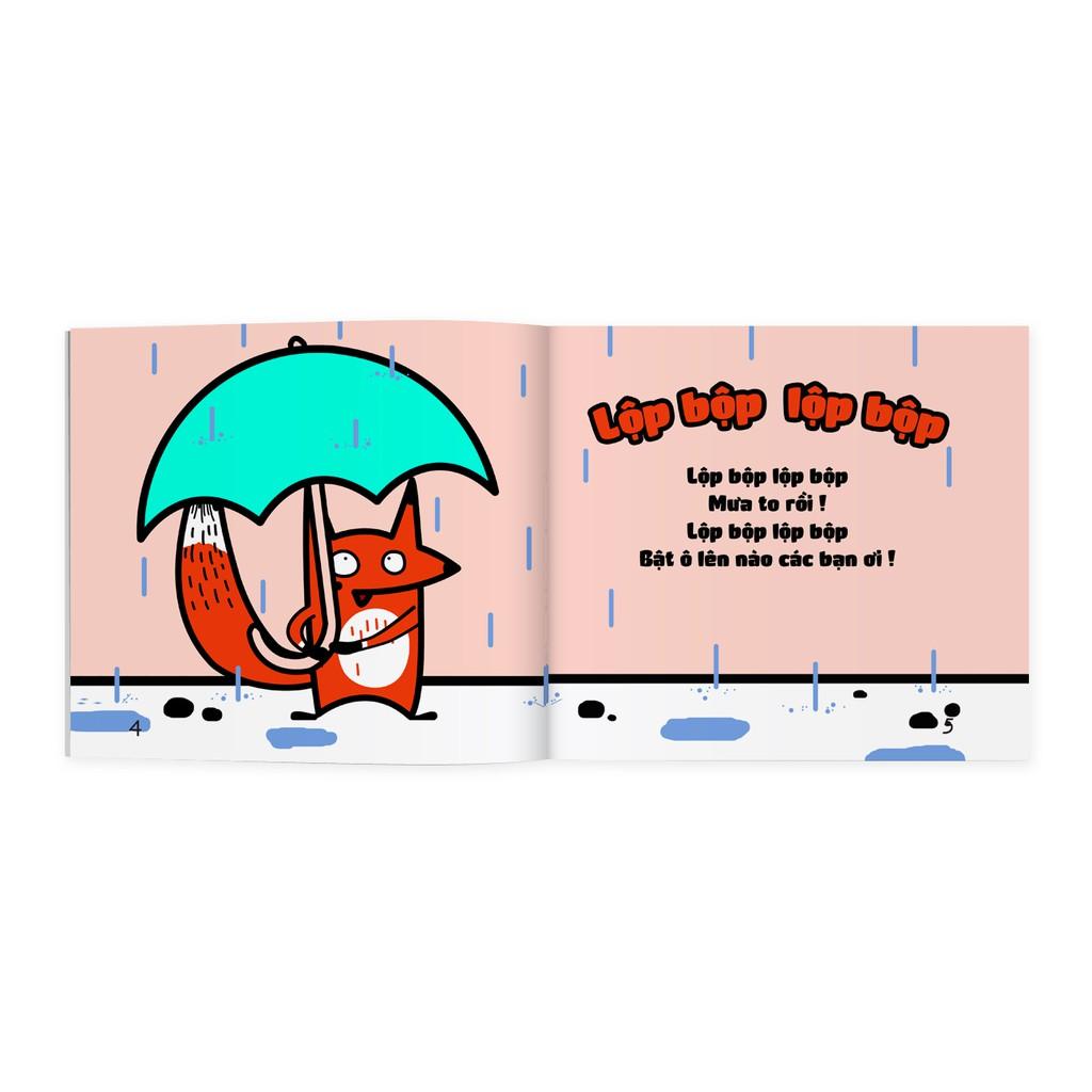Sách Ehon - Lộp bộp lộp bộp - Trong bộ Cáo Ken và Đồ Vật - Ehon Nhật Bản dành cho bé từ 0 - 6 tuổi