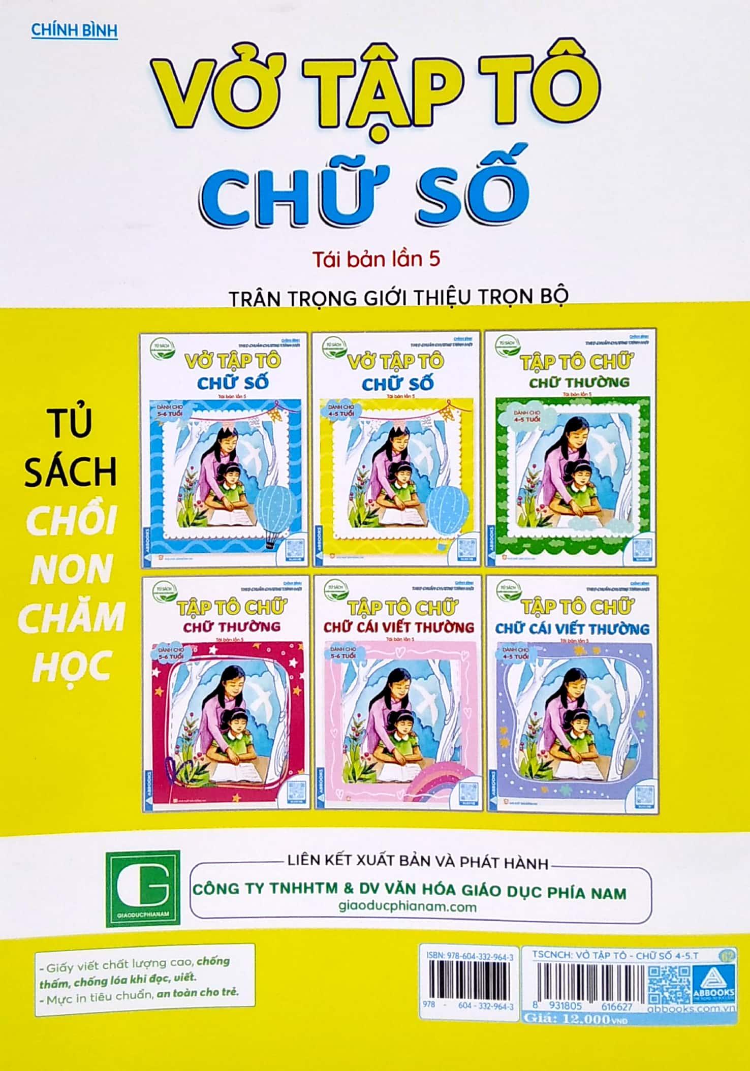 Tủ Sách Chồi Non Chăm Học - Vở Tập Tô Chữ Số - Dành Cho 4-5 Tuổi (Theo Chuẩn Chương Trính Mới) (Tái Bản Lần 5)