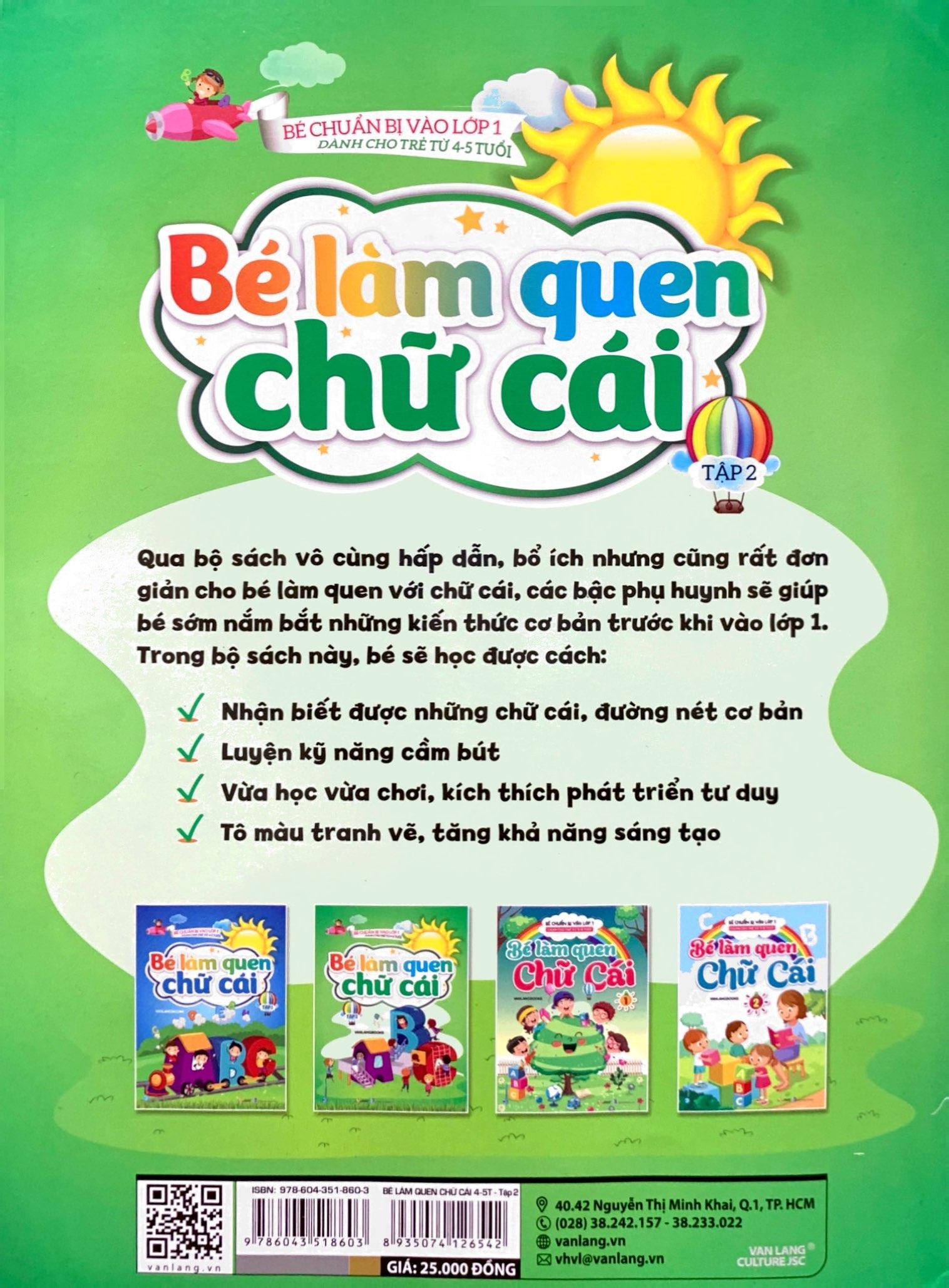 Bé Chuẩn Bị Vào Lớp 1 - Bé Làm Quen Chữ Cái - Tập 2 (Dành Cho Trẻ Từ 4-5 Tuổi)