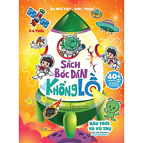 Sách Bóc Dán Khổng Lồ - Bầu Trời Và Vũ Trụ (Đa ngữ Việt-Anh-Pháp)