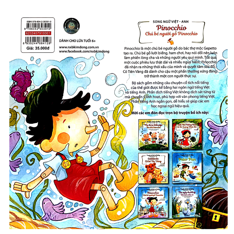 Truyện Cổ Tích Nổi Tiếng Song Ngữ Việt - Anh (Tái Bản 2023): Pinocchio - Chú Bé Người Gỗ Pinocchio