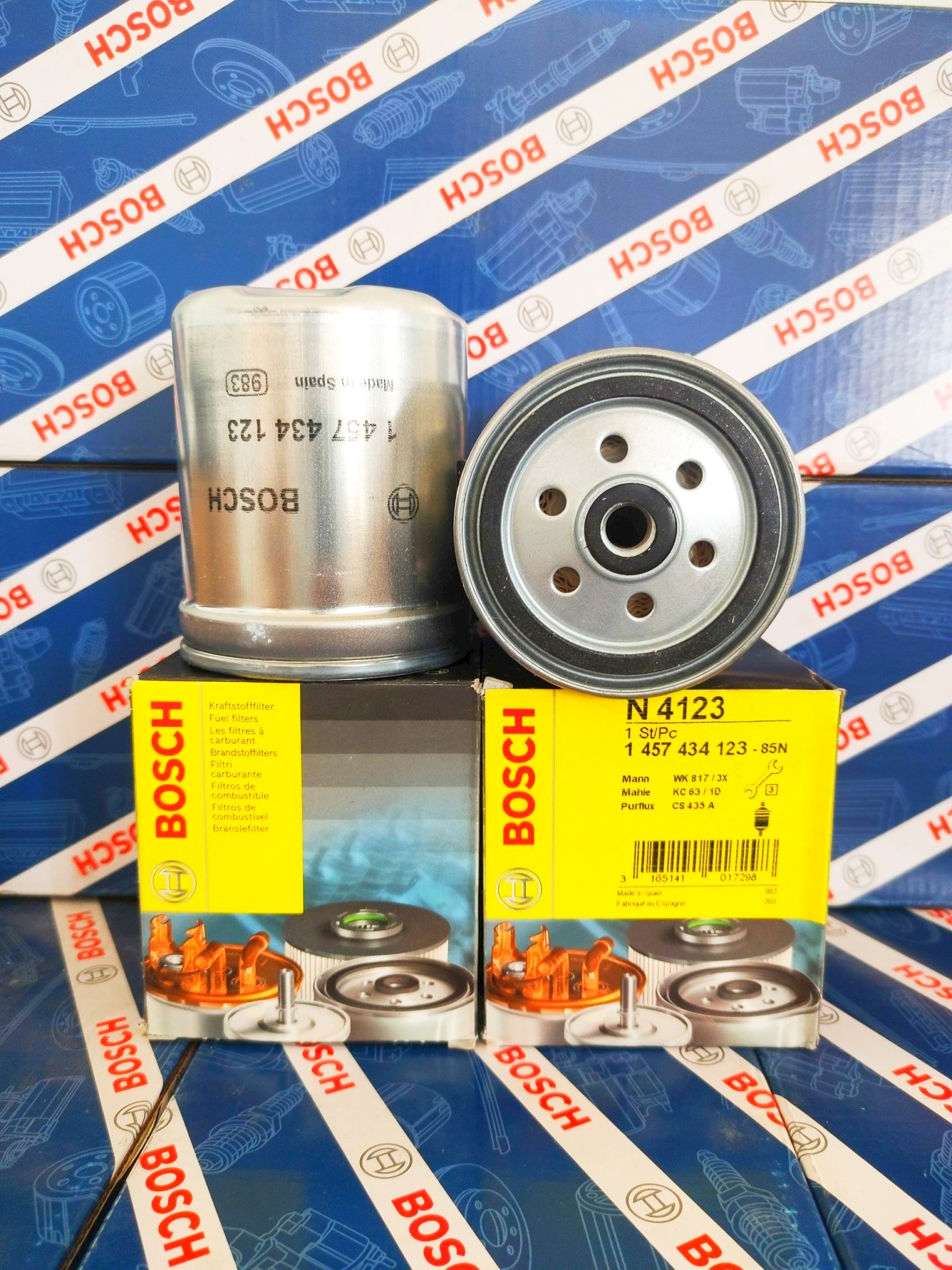 Lọc Nhiên Liệu Mercedes MB100 MB140 (Merc Tròn) Ssangyong Korando Musso Diesel/Máy Dầu - Bosch N4123