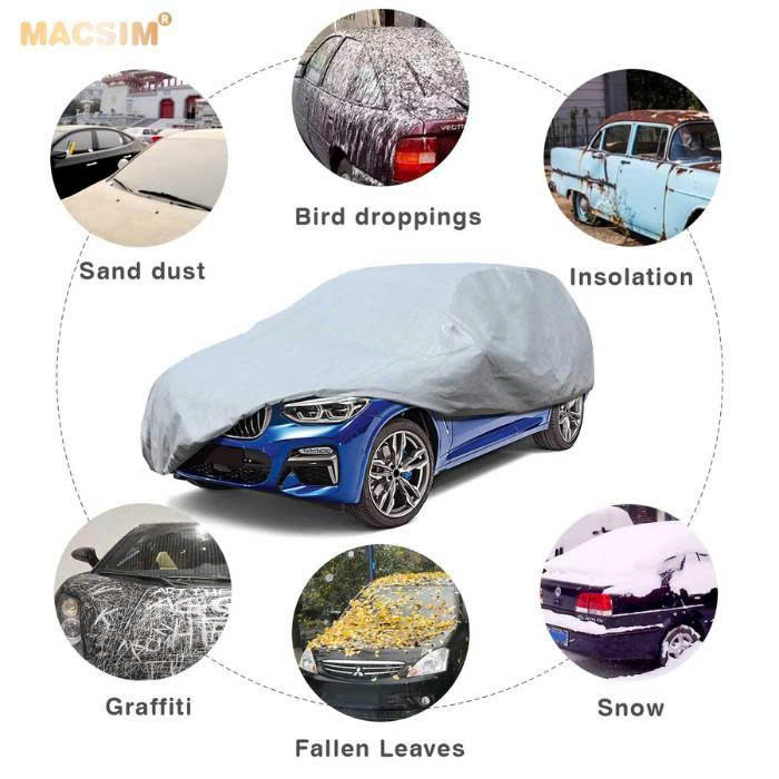 Bạt phủ ô tô chất liệu vải không dệt 3 lớp cao cấp thương hiệu MACSIM cho xe ô tô Suzuki Swift- màu ghi