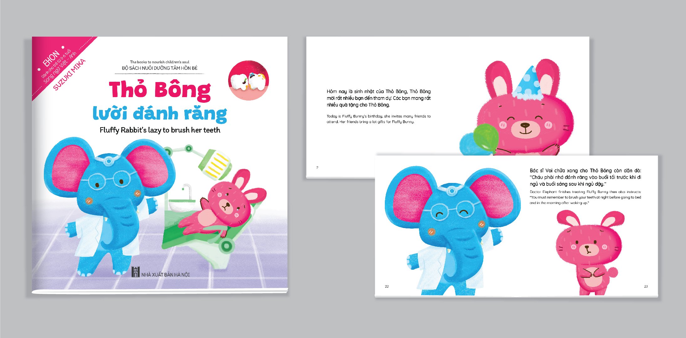 Bộ Ehon kĩ năng sống Thỏ Bông (song ngữ Việt Anh) 5 quyển -(Quét mã QR file nghe)