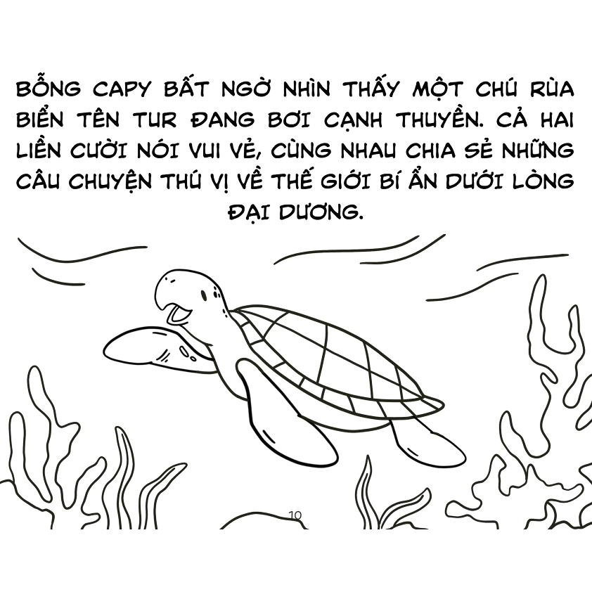Sách Tô Màu Chữa Lành - Hành Trình Bí Mật Của Capybara - Khám Phá Xuyên Đại Dương Của Capybara - VT