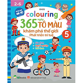 Sách - Colouring 365 ngày Tô màu - KHÁM PHÁ THẾ GIỚI PHÁT TRIỂN TRÍ TUỆ - Gia đình, Nghề nghiệp, Thể thao. (Cuốn 5)