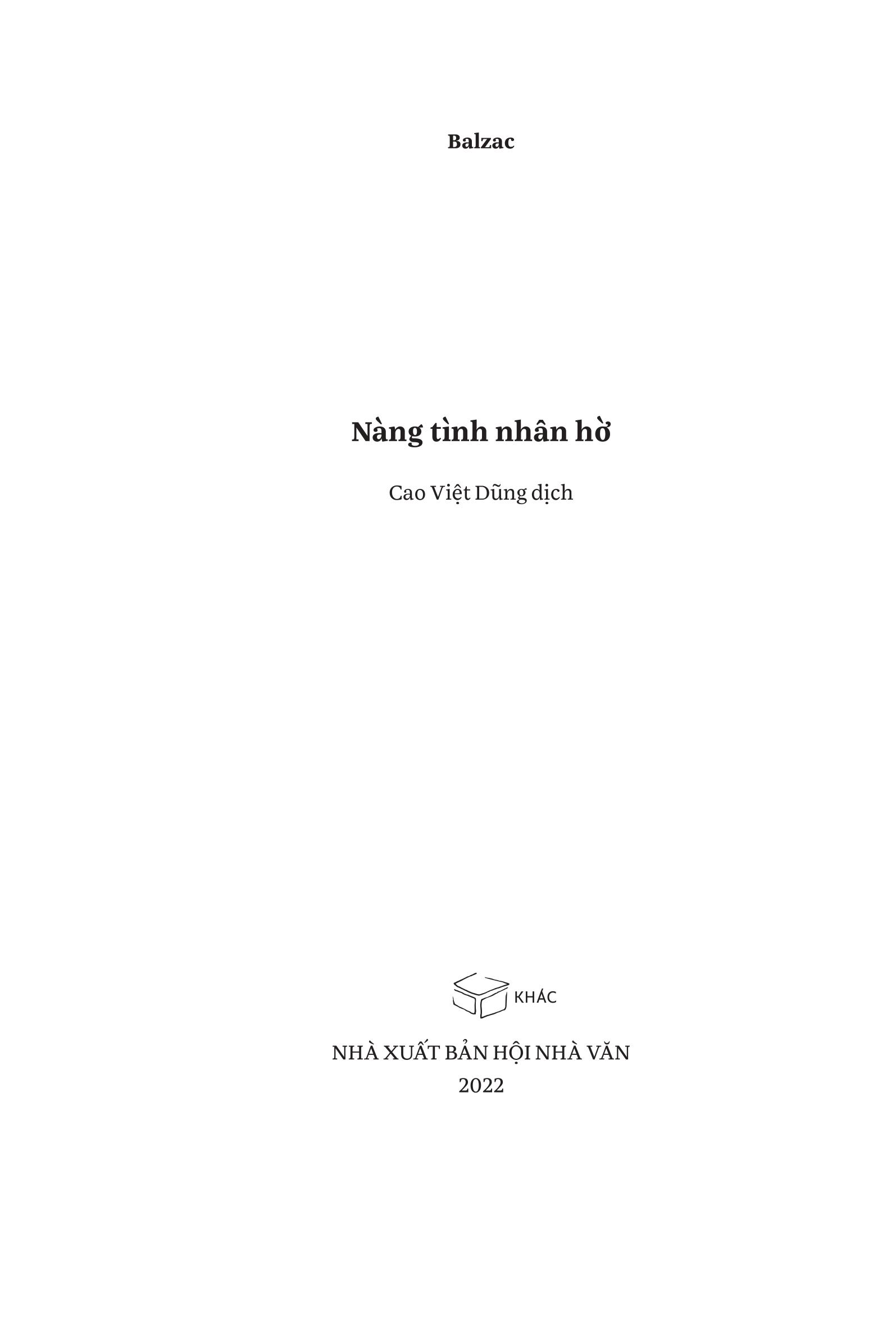 Nàng tình nhân hờ - Balzac