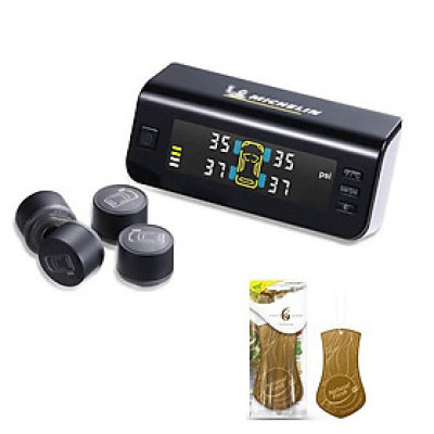 Hệ thống cảm biến đo áp suất lốp năng lượng mặt trời cho ô tô Michelin 4834 tặng kèm miếng sáp thơm Natural Fresh (Ngẫu nhiên)