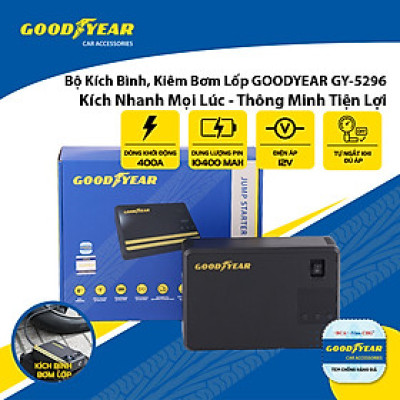 Bộ Kích Bình 400A Kiêm Bơm Lốp Xe GOODYEAR GY-5296 Đa Chức Năng Sạc Dự Phòng 10400mAh Cứu Hộ Nhanh Chóng - Nhập Khẩu Chính Hãng