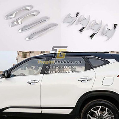 Bộ ốp tay nắm cửa, hõm cửa xe Kia Seltos 2020 mạ Crom