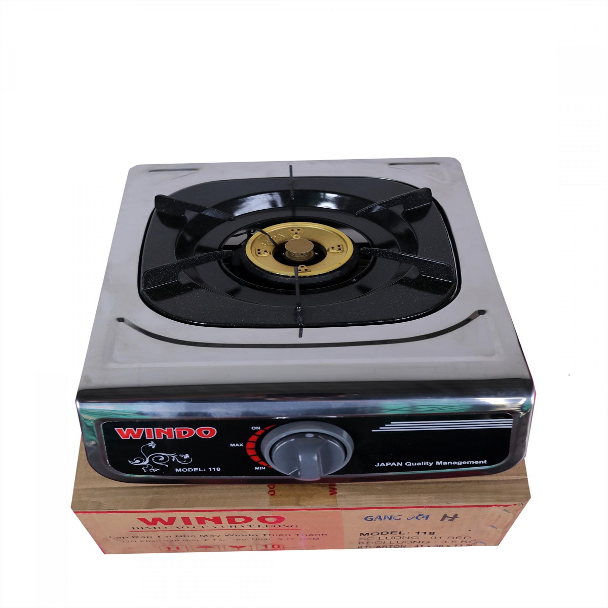BẾP GAS DƯƠNG ĐƠN MẶT INOX WINDO - HÀNG CHĨNH HÃNG