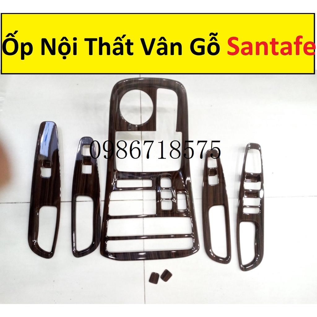 Ốp Nội Thất Vân Gỗ Xe Huyndai Santafe 2021-2023 Mẫu Vân Gỗ Bóng Cao Cấp