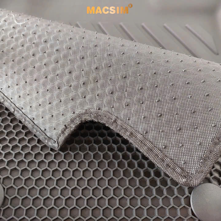 Thảm 2 lớp sd3 dạng lưới lục giác Vinfast Vf5 (đen) 3 - bề mặt cao su siêu sạch - Macsim