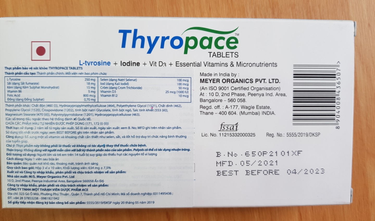 Thực phẩm bảo vệ sức khỏe THYROPACE TABLETS, hỗ trợ duy trì chức năng bình thường của tuyến giáp.