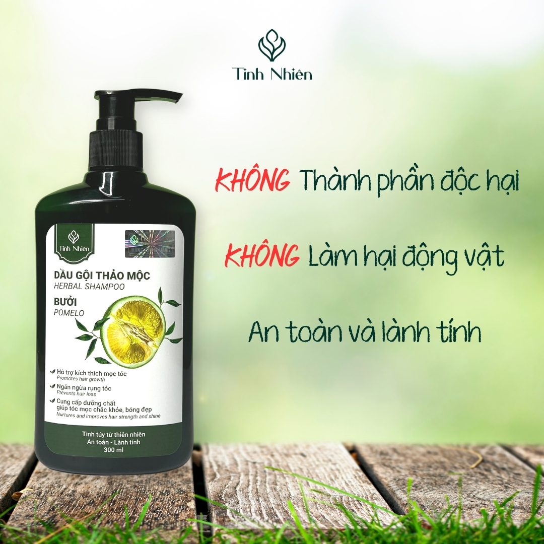 Dầu Gội Thảo Mộc Bưởi Tinh Nhiên giúp phục hồi hư tổn, cho mái tóc khỏe mạnh
