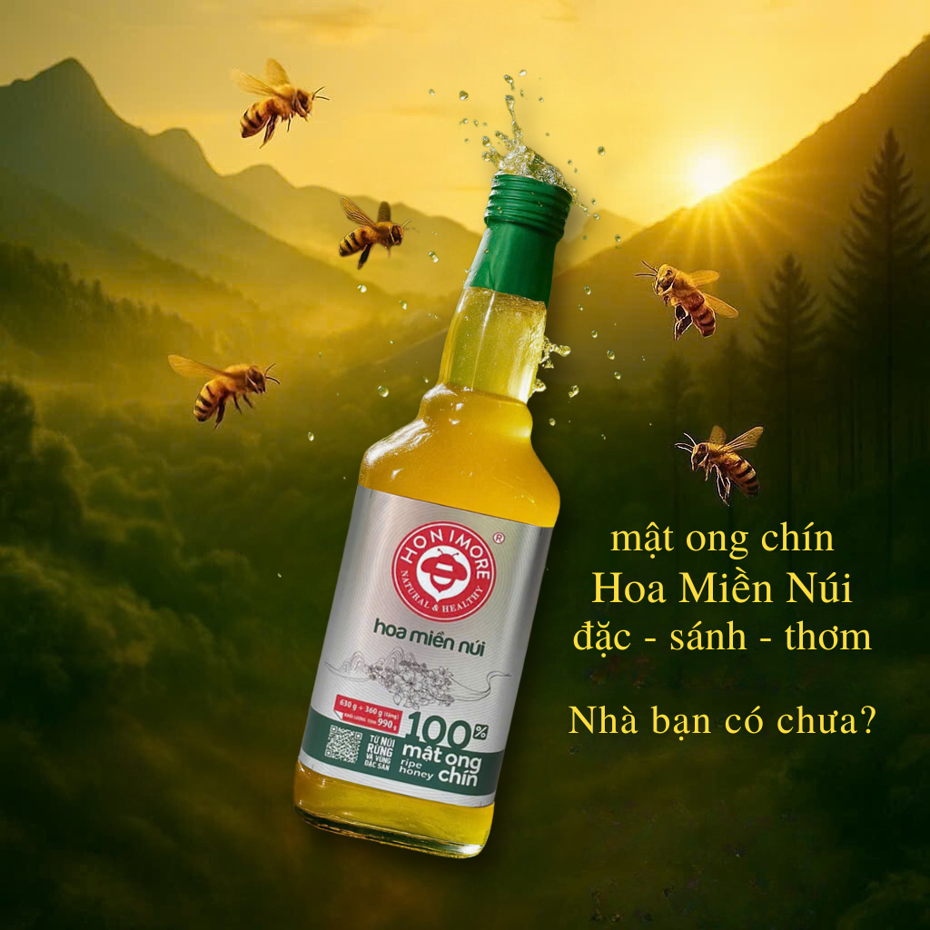 Combo Mật ong rừng Hoa Miền Núi - 100% mật ong chín Honimore 990g