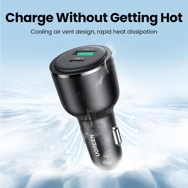 Ugreen UG90645CD239TK 63W Màu Đen Bộ sạc nhanh xe hơi gồm cổng USB-C 45W + USB-A 18W - HÀNG CHÍNH HÃNG